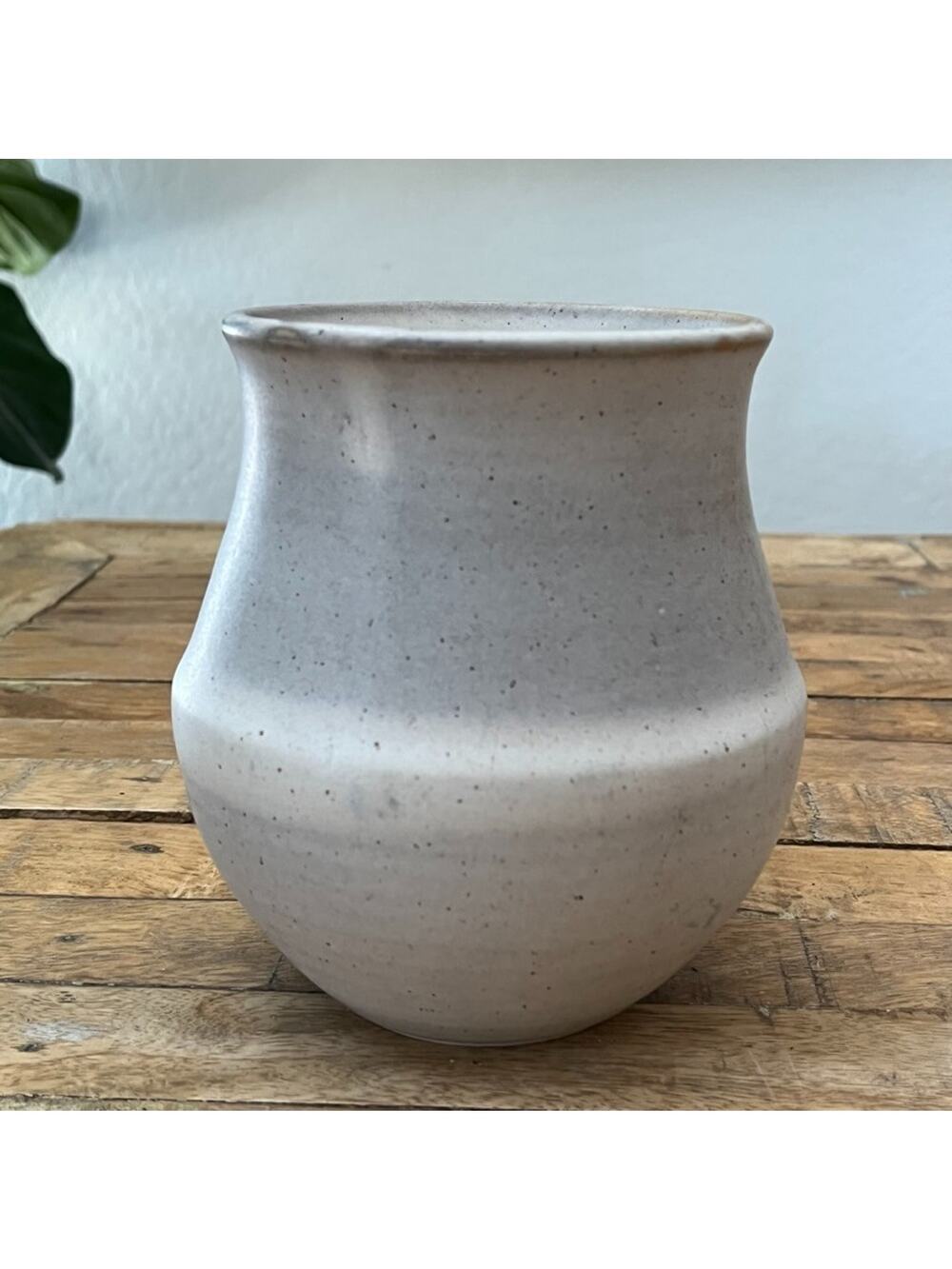 Art Studio Pottery Handcrafted Ceramic Vase 6.5" Neutral Speckled Base